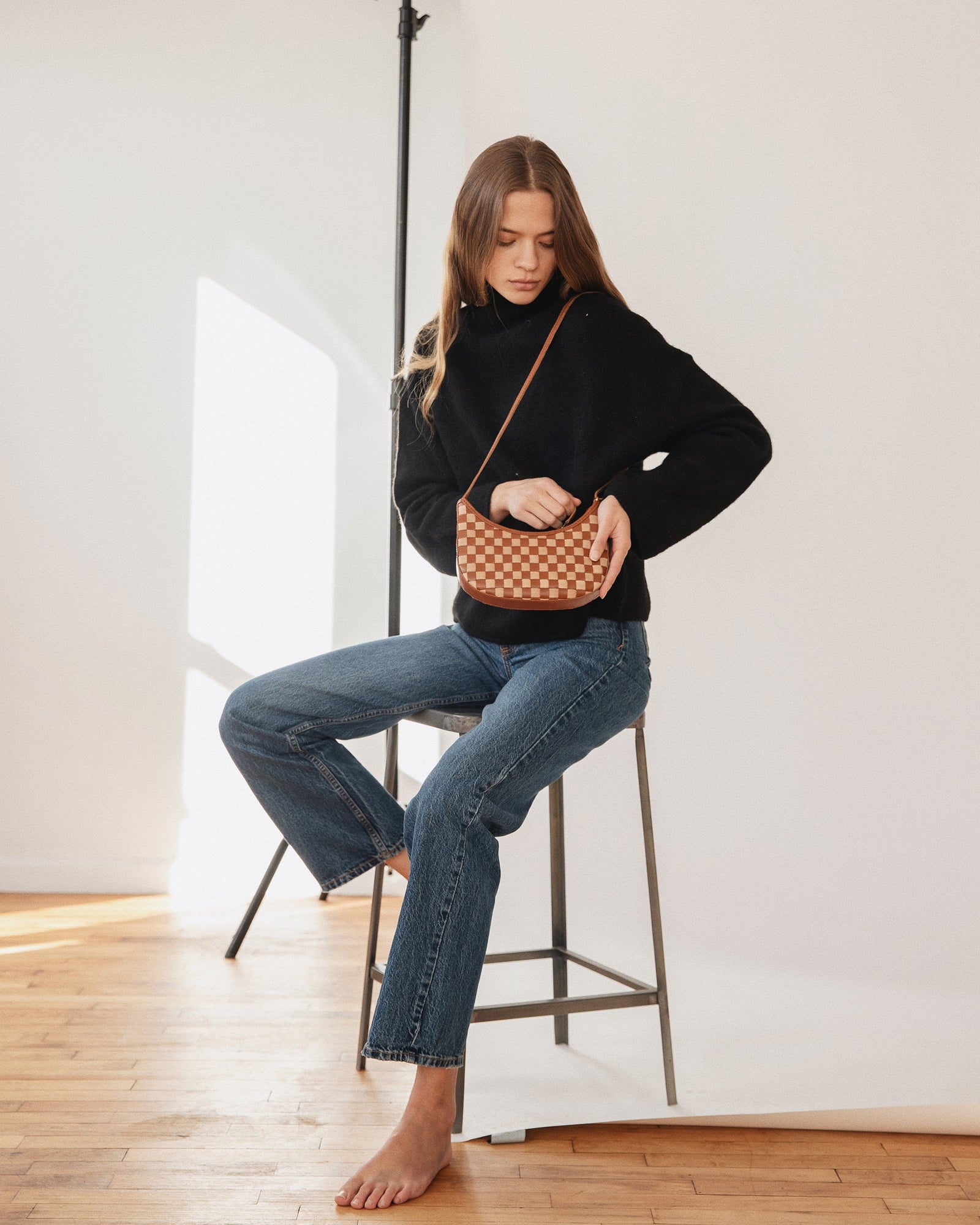 Mini Sling - Check | Caramel/Sienna