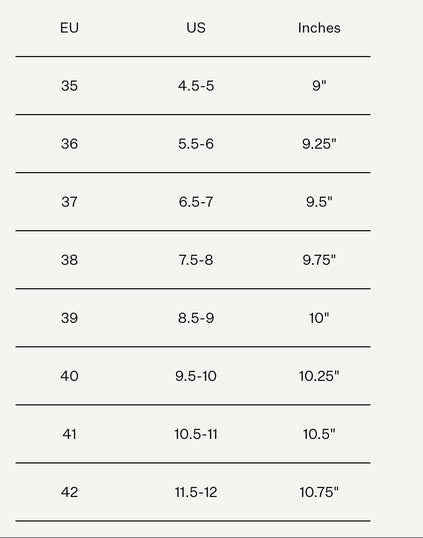 Product size guide
