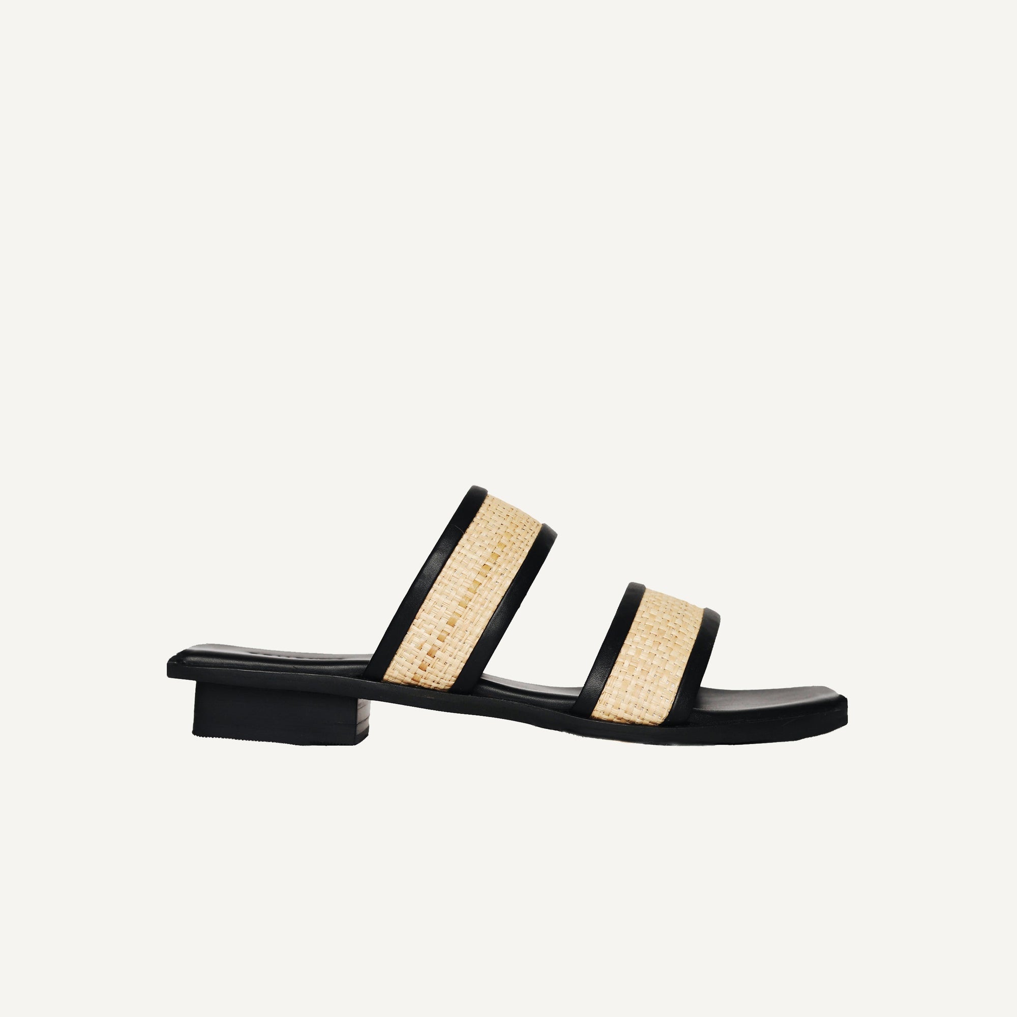 Bria Slide | Black Raffia