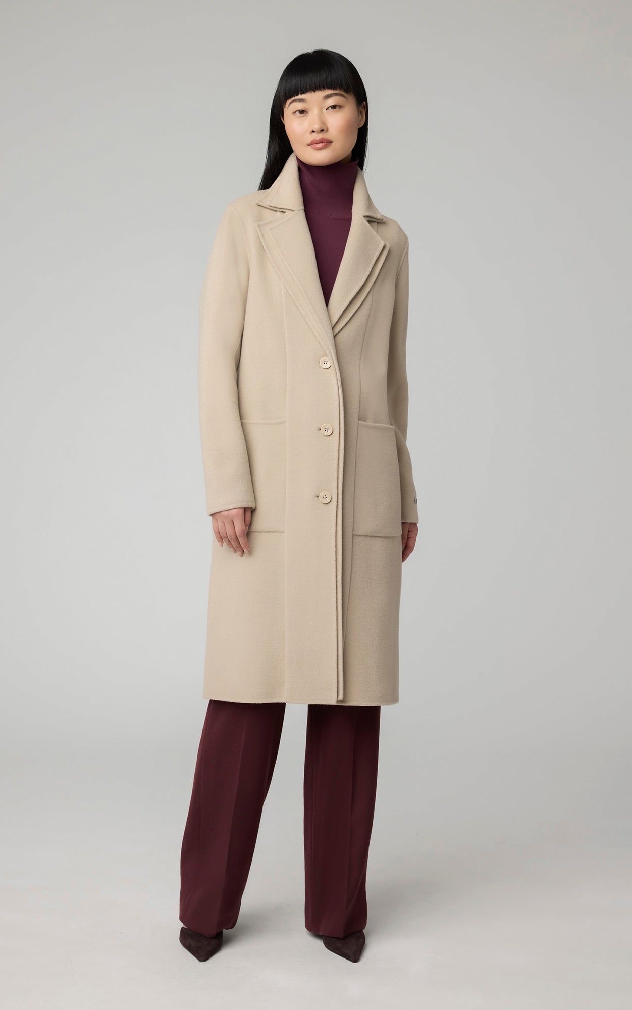 Benicia Straight-Fit Double Face Wool Coat With Double Collar | Hush