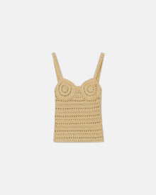 Womens | Bernou Crochet-Knit Top | Beige Crochet