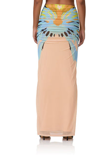 women's maxi length mesh skirt in bird of paradise print