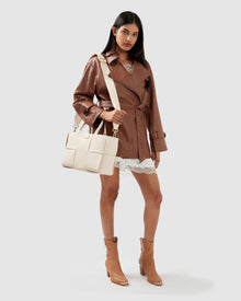Women | BFF Belted Leather Jacket | Brown