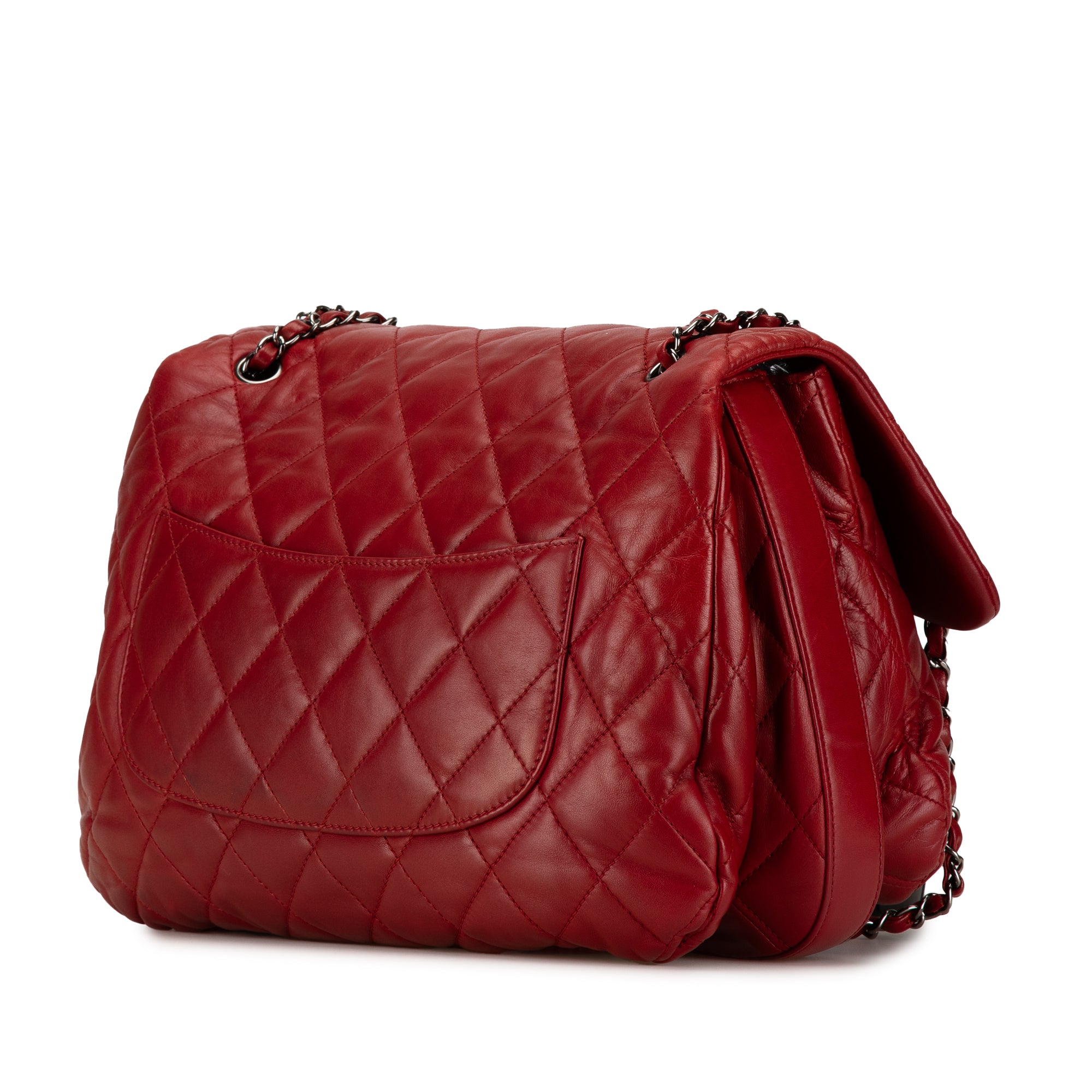Chanel | Pre-Owned Maxi Lambskin 3 Accordion Flap | Red