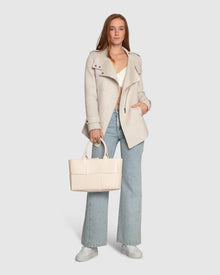 Women | Bad Girl Wool Blend Moto Coat | Oat Marle