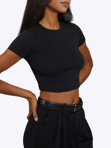 Womens | Tomboy Tee Cropped | Black Slim-fit Tomboy-Cotton™ | Black