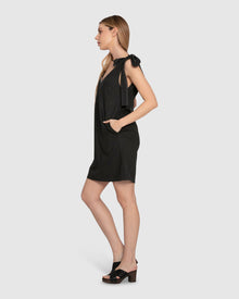 Women | Burning Love Tie Shoulder Mini Dress | Black