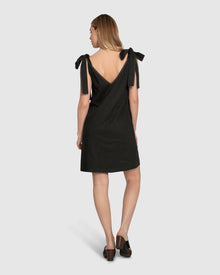 Women | Burning Love Tie Shoulder Mini Dress | Black