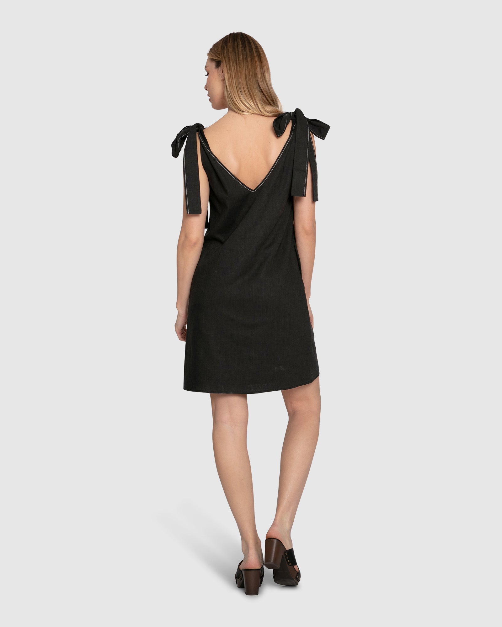 Women | Burning Love Tie Shoulder Mini Dress | Black