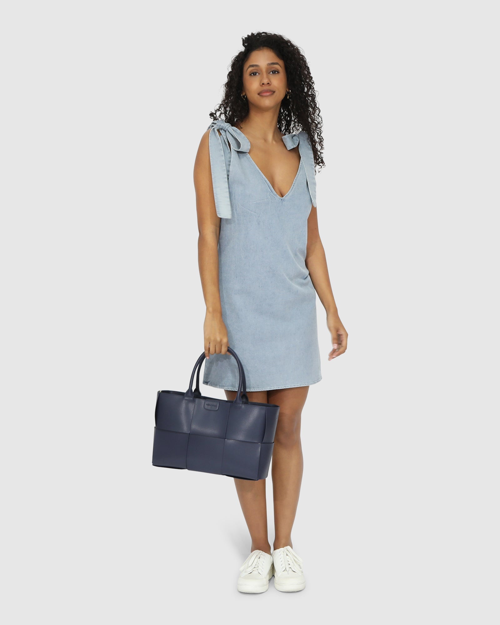 Women | Burning Love Tie Shoulder Mini Dress | Stonewash