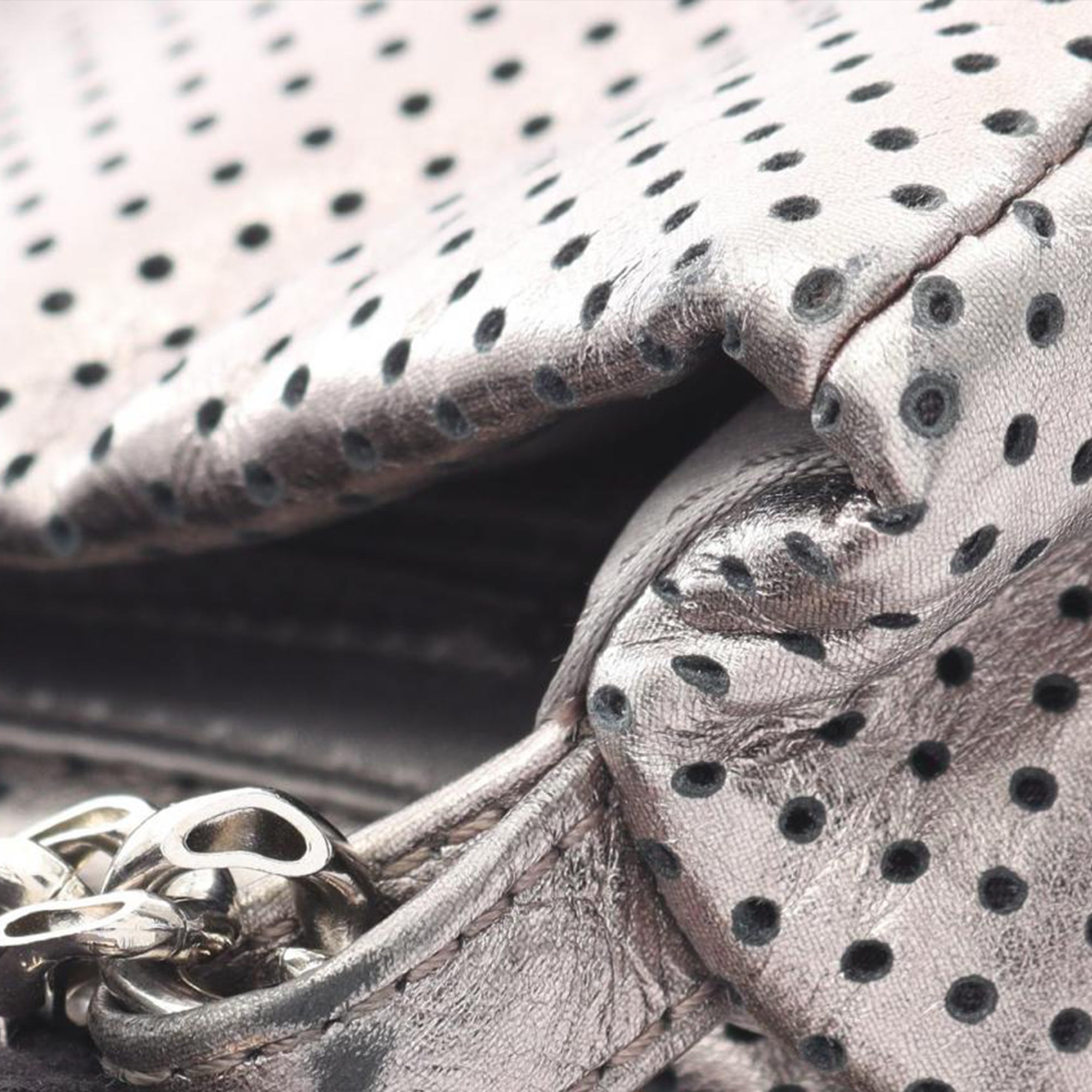 Chanel | Pre-Owned Reissue Perforated Calfskin Drill Flap | Silver