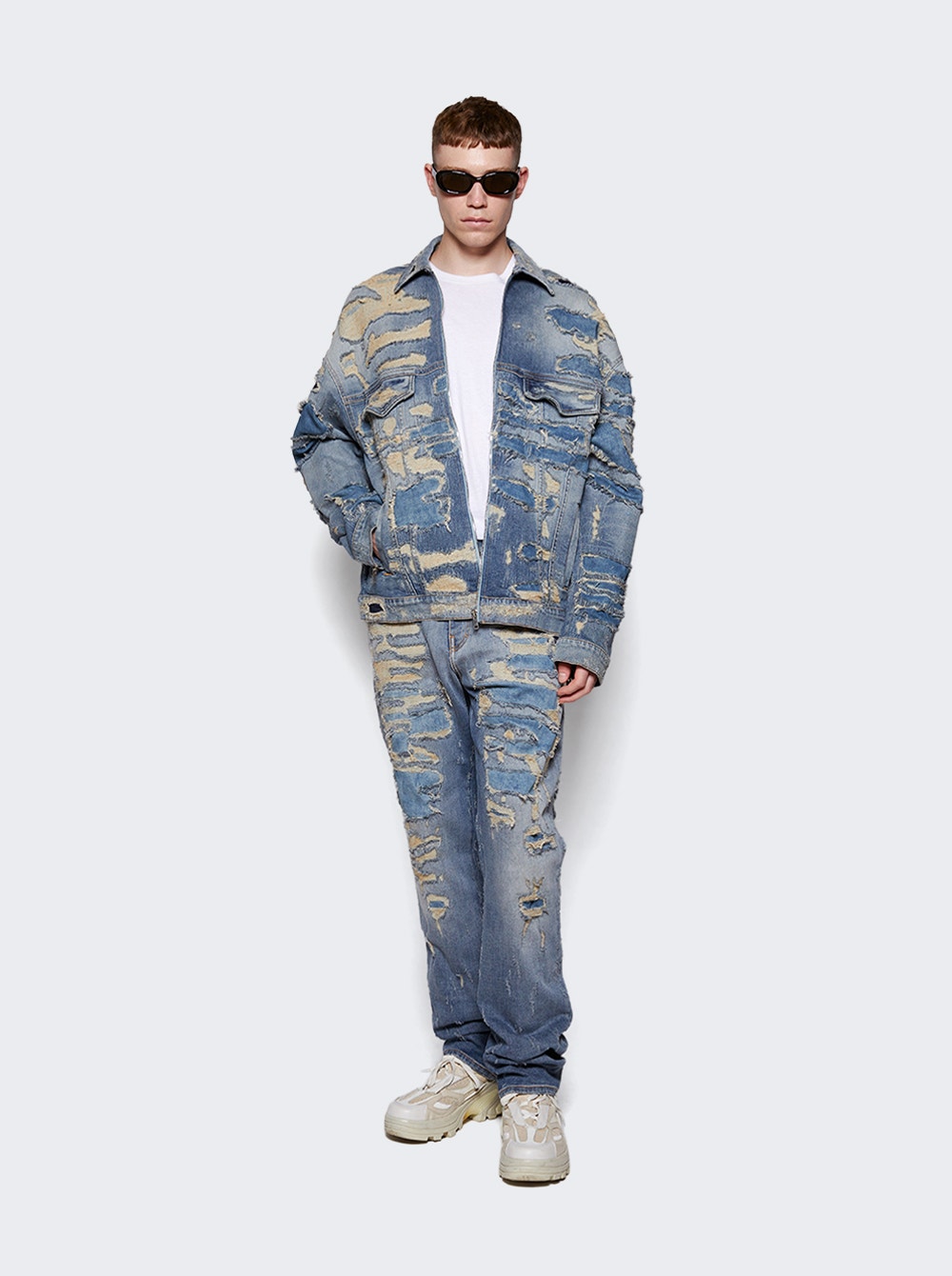 Men | Givenchy | Jeans In Rip And Repair Denim | Light Blue