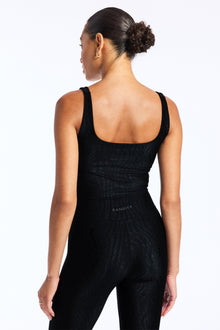 Bandier | Tempo Crop Jacquard Bra | Black
