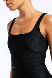 Bandier | Tempo Crop Jacquard Bra | Black