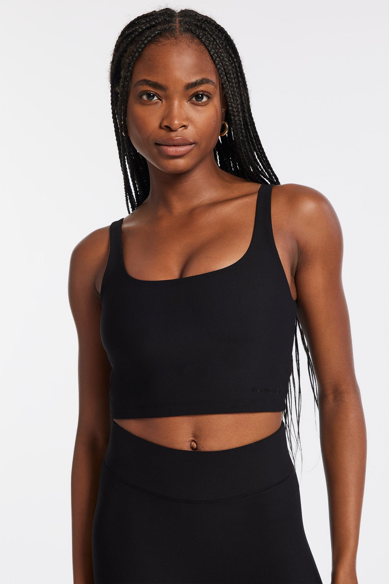 Rib Tempo Crop Bra | Black Rib