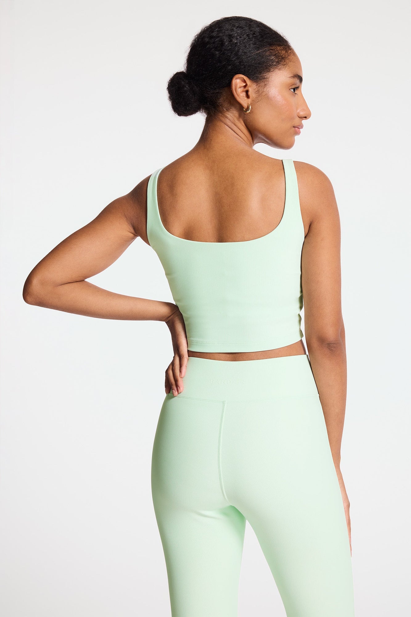 Bandier | Rib Tempo Crop Bra | Dusty Aqua