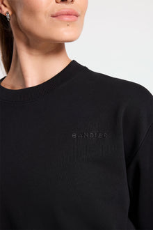 Bandier | Classic Logo Terry Crewneck Sweatshirt | Black