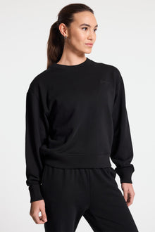 Bandier | Classic Logo Terry Crewneck Sweatshirt | Black