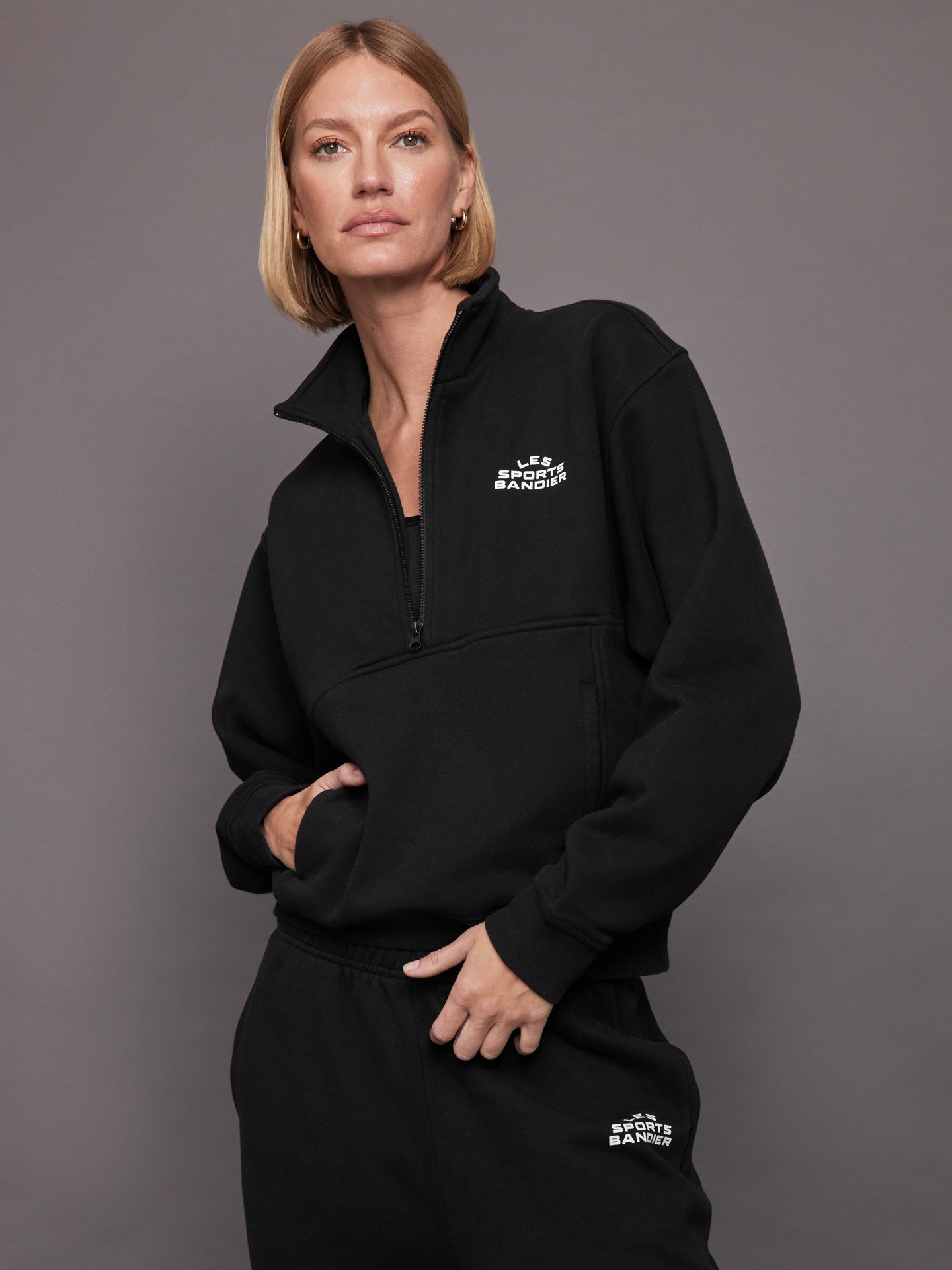 Bandier | Les Sports Bandier 1/2 Zip Sweatshirt | Black/White