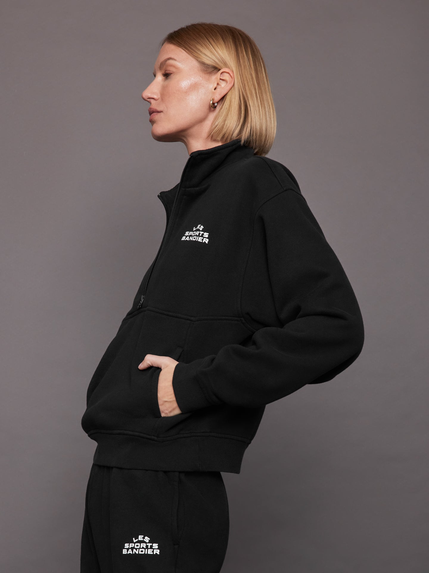 Bandier | Les Sports Bandier 1/2 Zip Sweatshirt | Black/White