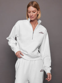 Bandier | Les Sports Bandier 1/2 Zip Sweatshirt | White/Cordovan