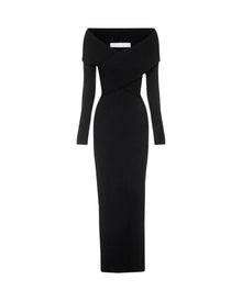 Boa Wrapped Rib Dress | Black