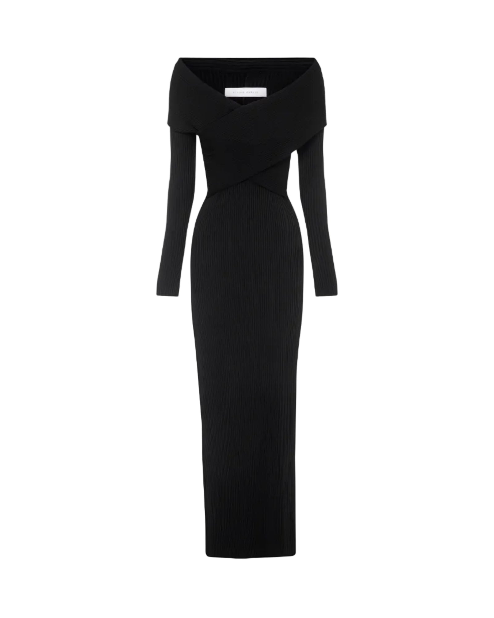 Boa Wrapped Rib Dress | Black