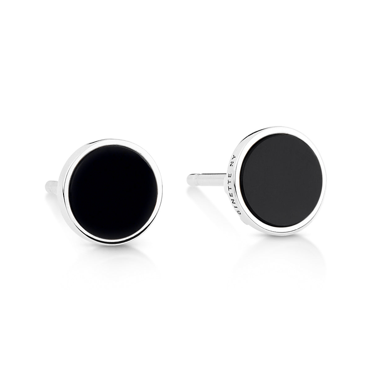 Ever Onyx White Gold Disc Studs | 18K White Gold