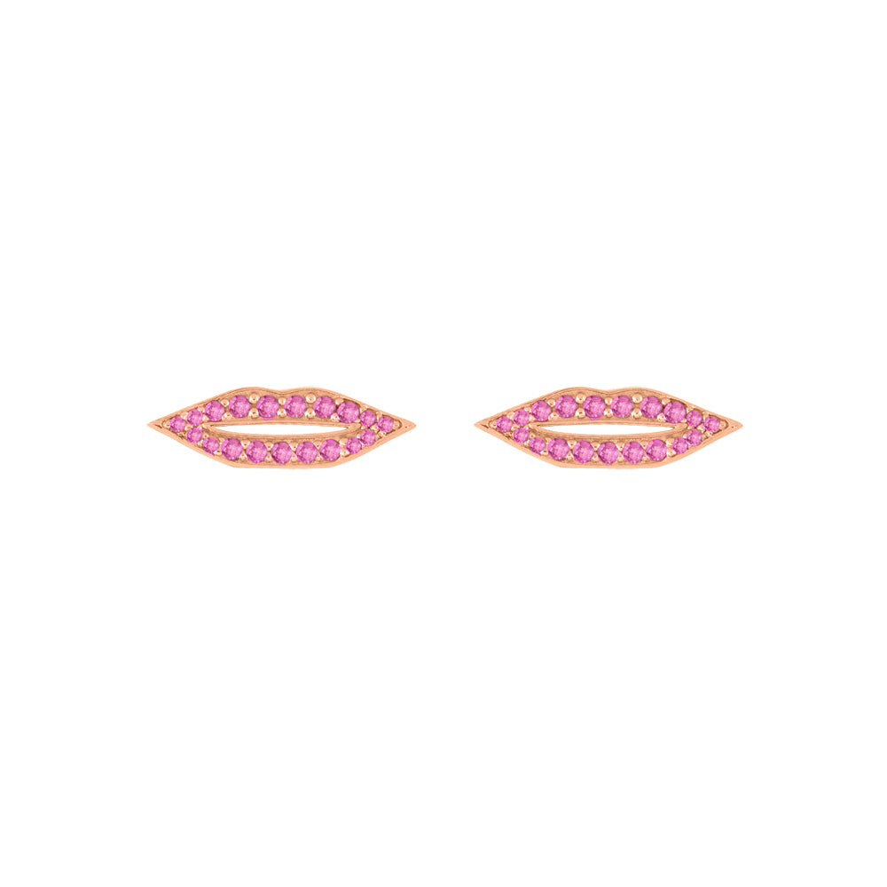Pink Sapphire French Kiss Studs | 19K Rose Gold