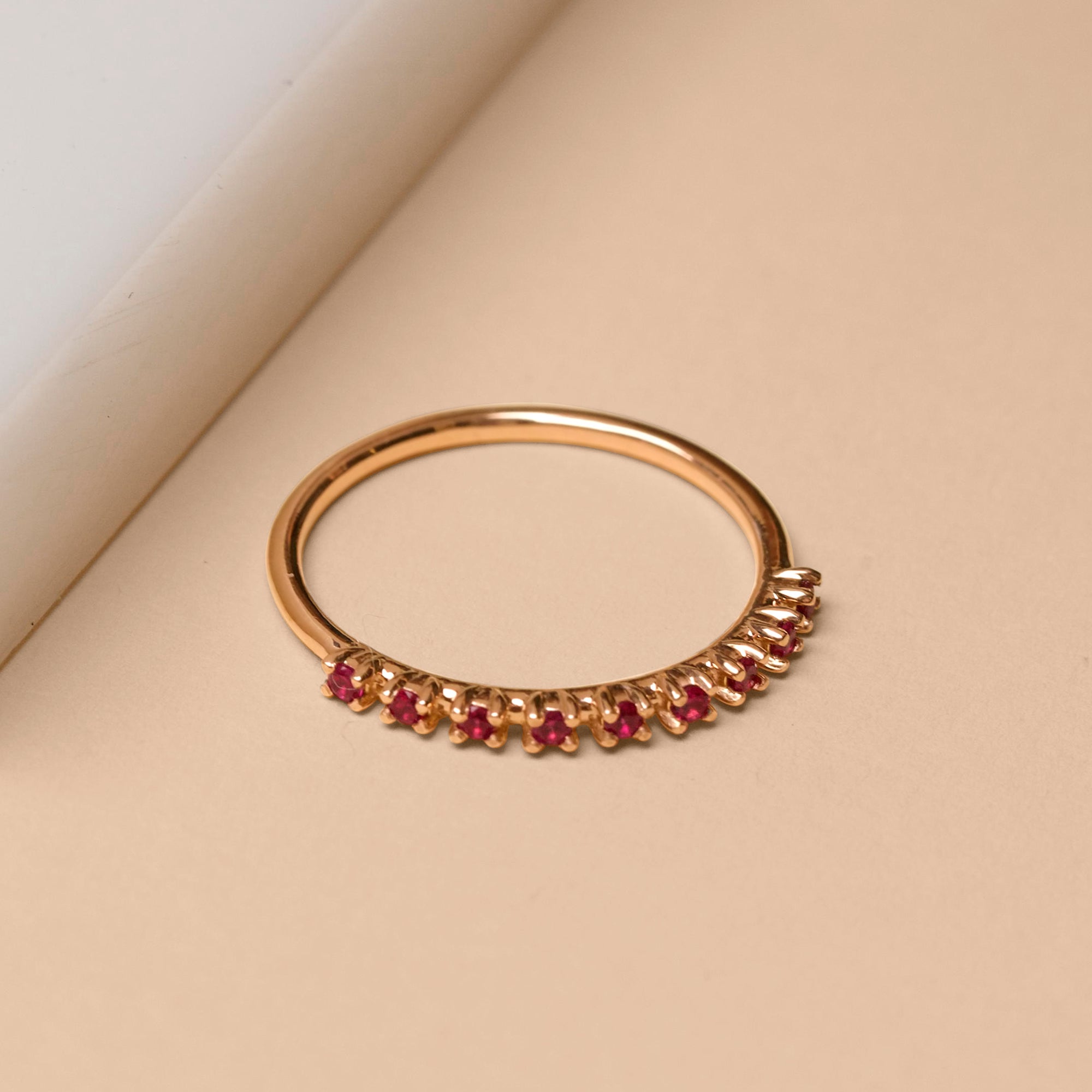 Bold Nine Ruby Band | 14K Solid Rose Gold
