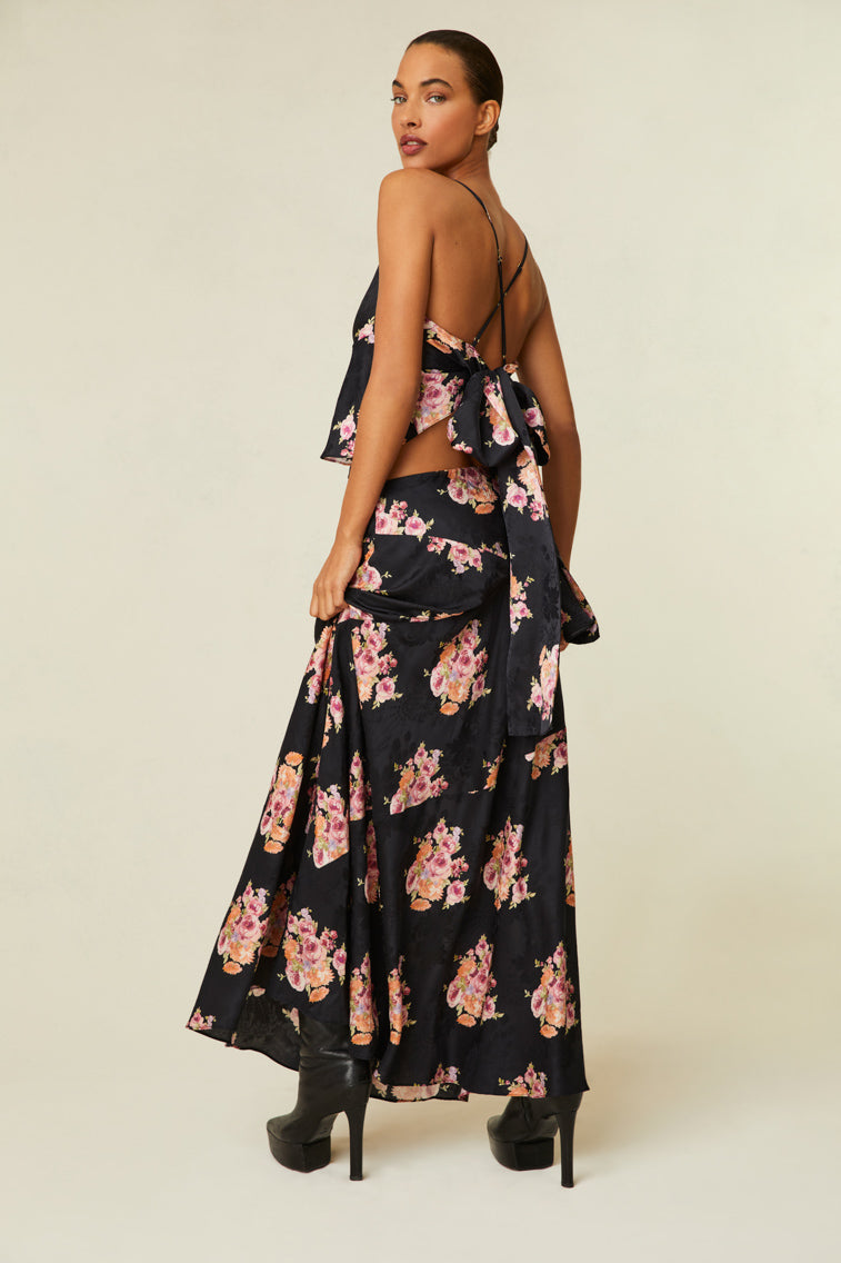 Womens | Booker Floral Maxi Skirt | Black Pearl