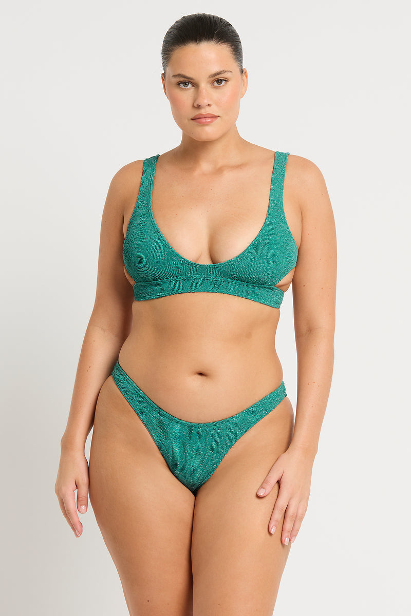 Nino Crop Top | Teal Lurex