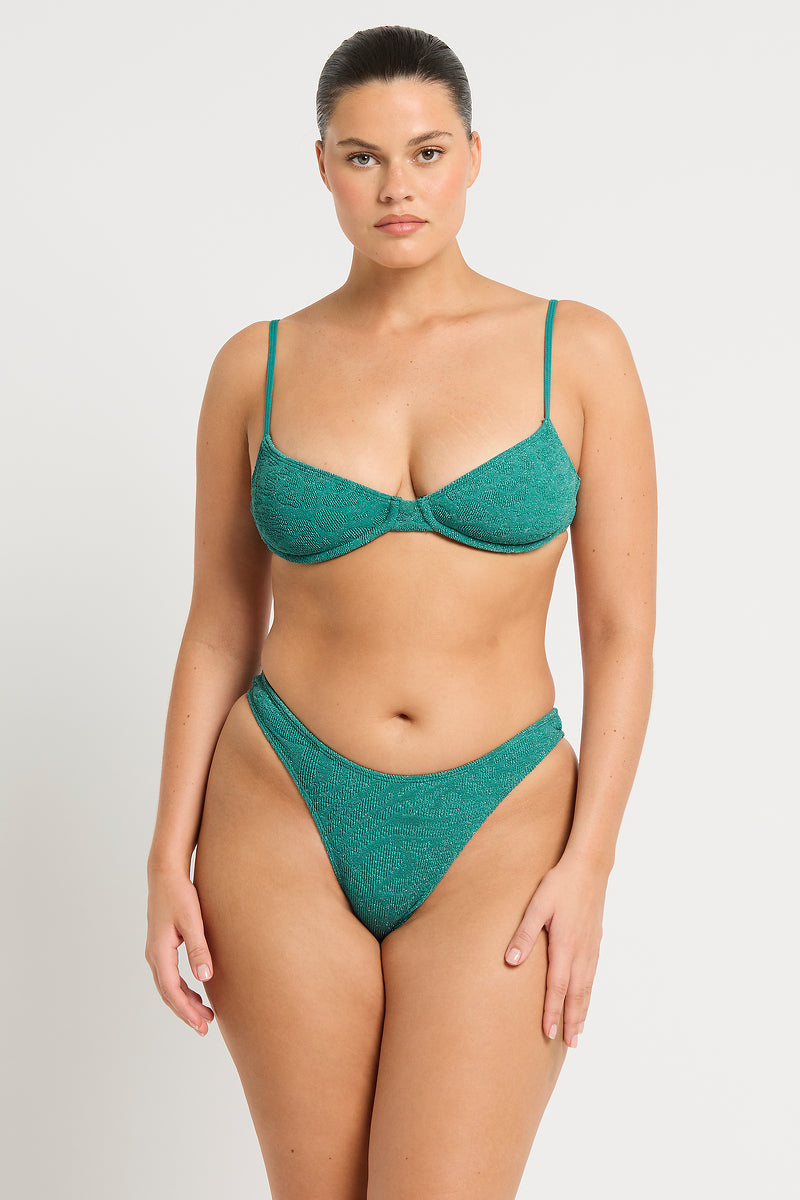 Christy Brief Bottom | Teal Lurex