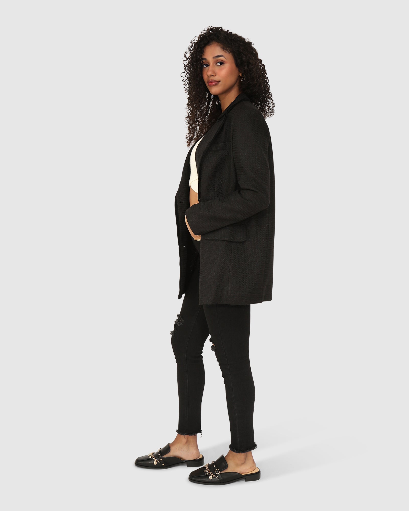 Women | Because Of You Trimmed Blazer | Black