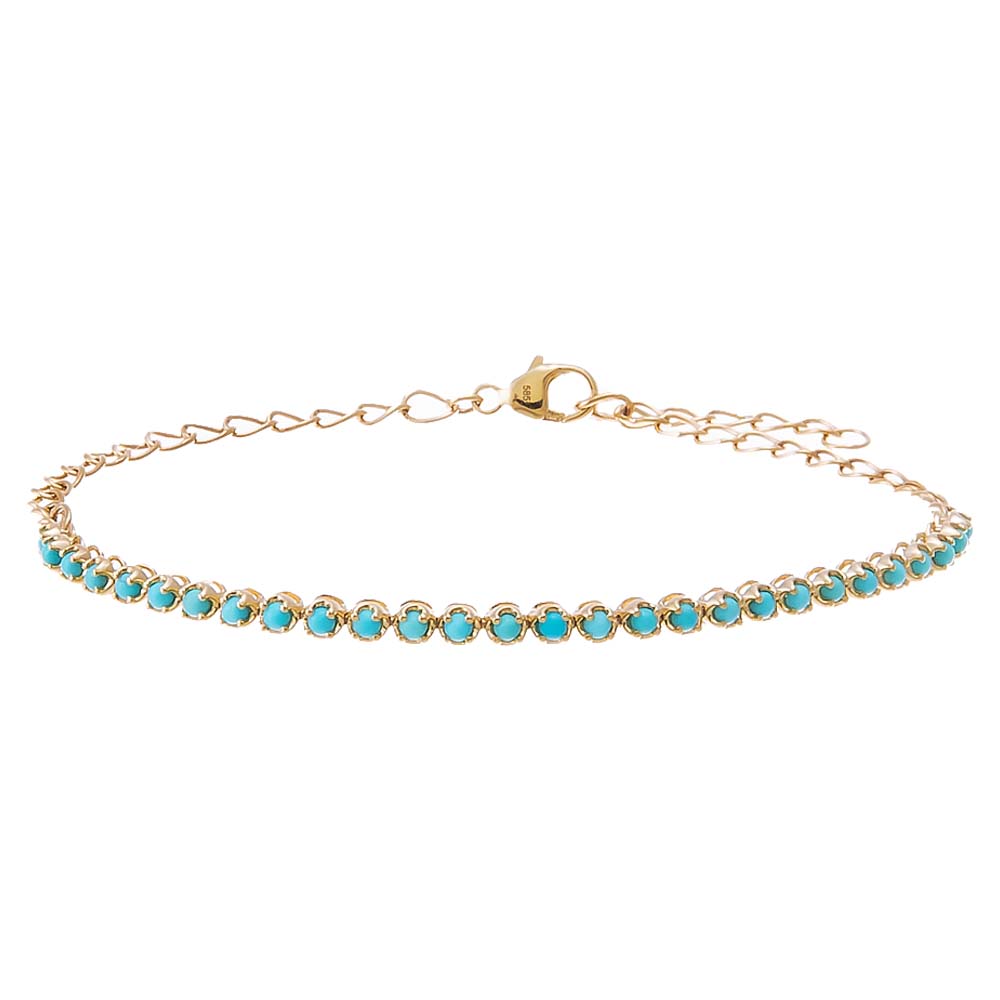 Turquoise Turquoise Tennis Bracelet 14K - Adina's Jewels