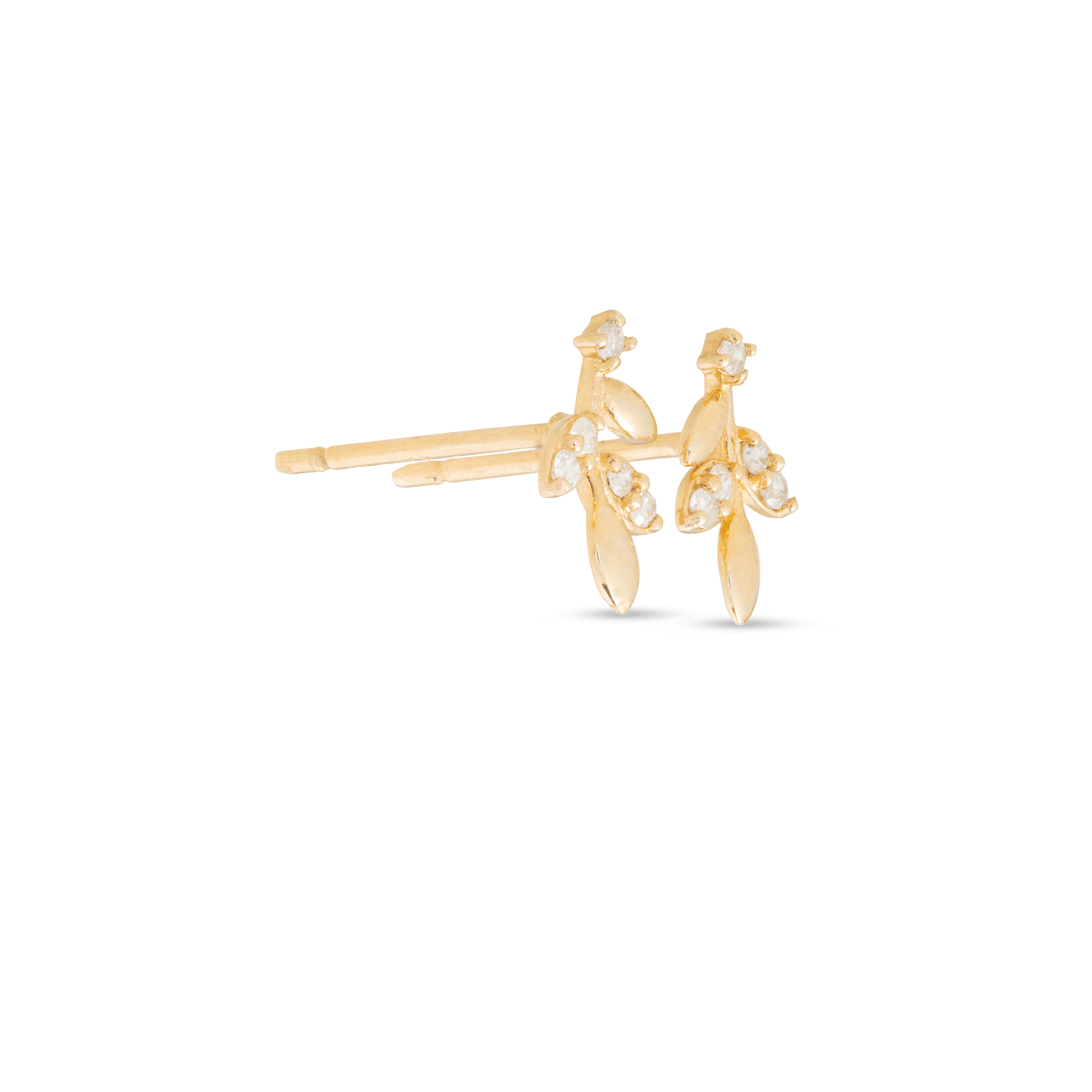 Pair | Branch Diamond Studs | 14K Solid Yellow Gold