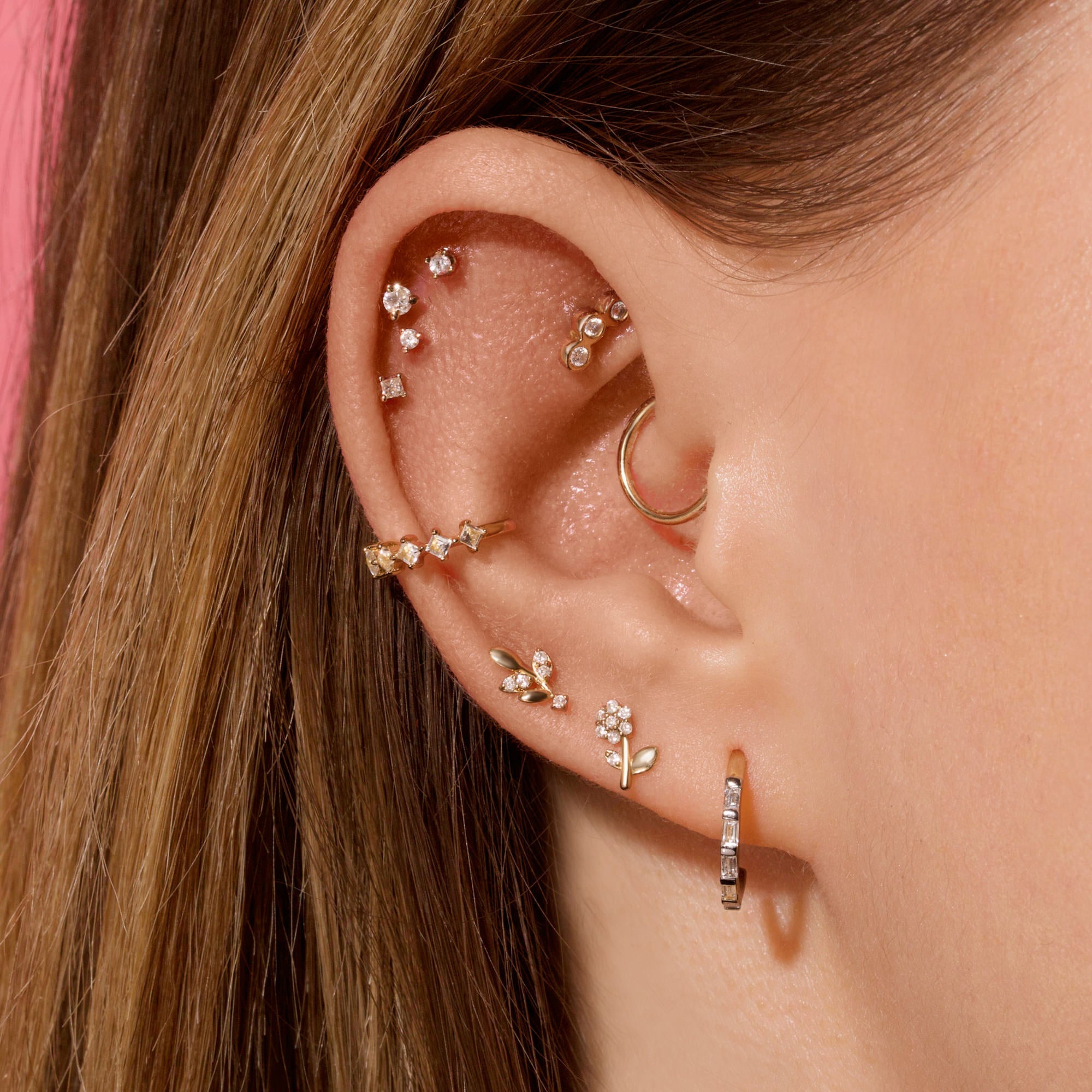 Pair | Branch Diamond Studs | 14K Solid Yellow Gold