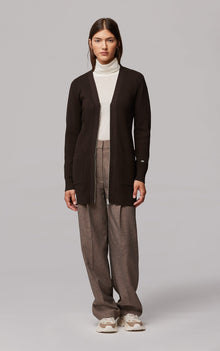 Brigida Semi-Fitted Sustainable Knitted Ribbed Cardigan | Oak