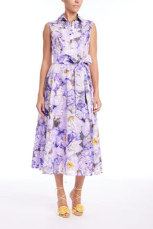 Badgley Mischka | Sleeveless Printed Lace A-Line Dress | Lilac Multi