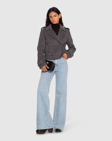 Women | Better Off Wool Blend Military Peacoat | Black/White