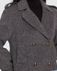 Women | Better Off Wool Blend Military Peacoat | Black/White