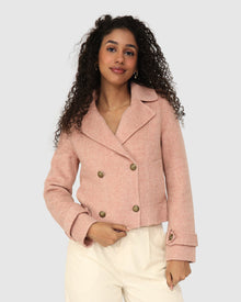 Women | Better Off Wool Blend Military Peacoat | Blush
