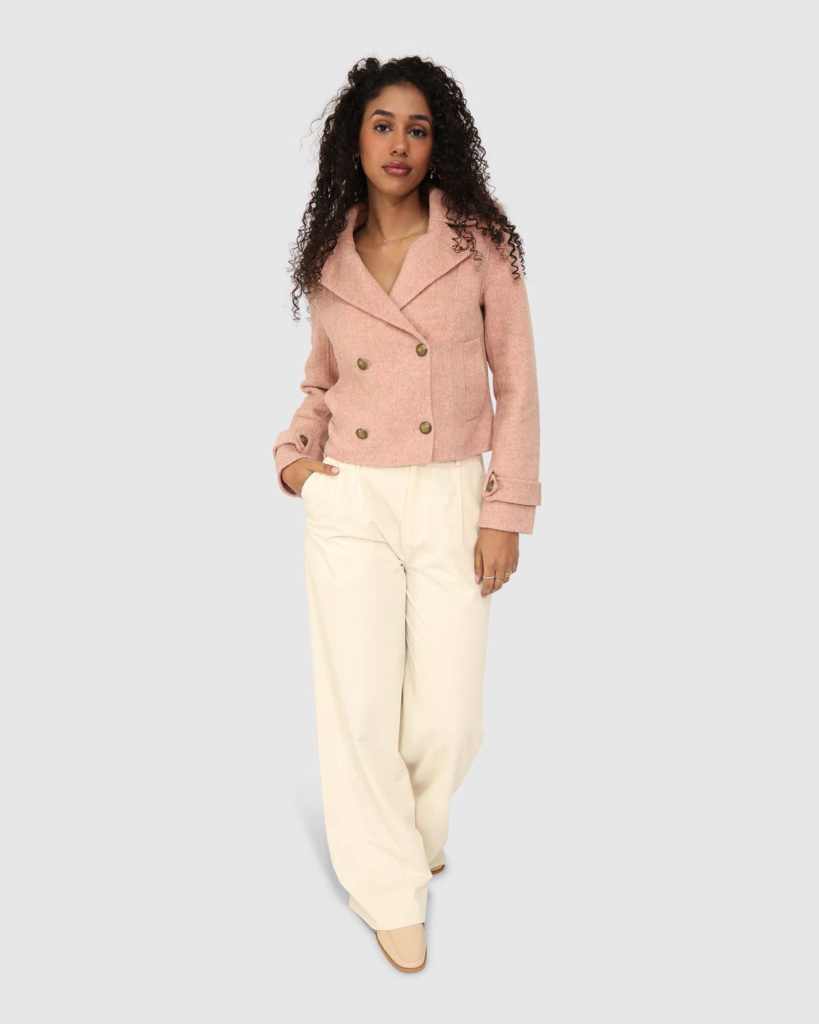 Women | Better Off Wool Blend Military Peacoat | Blush