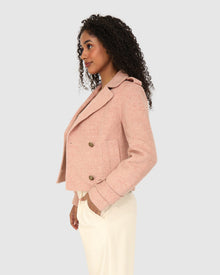 Women | Better Off Wool Blend Military Peacoat | Blush