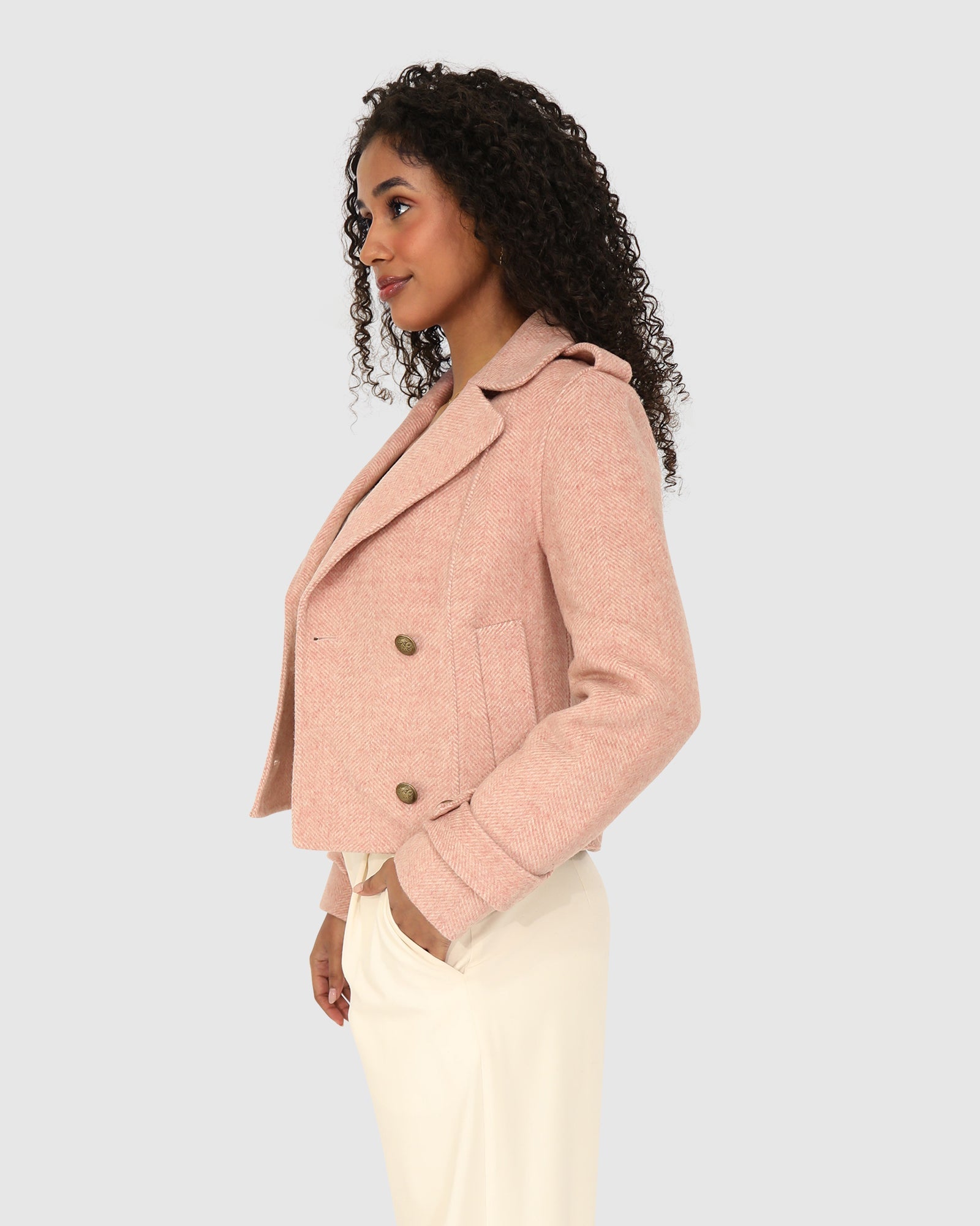 Women | Better Off Wool Blend Military Peacoat | Blush