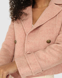 Women | Better Off Wool Blend Military Peacoat | Blush