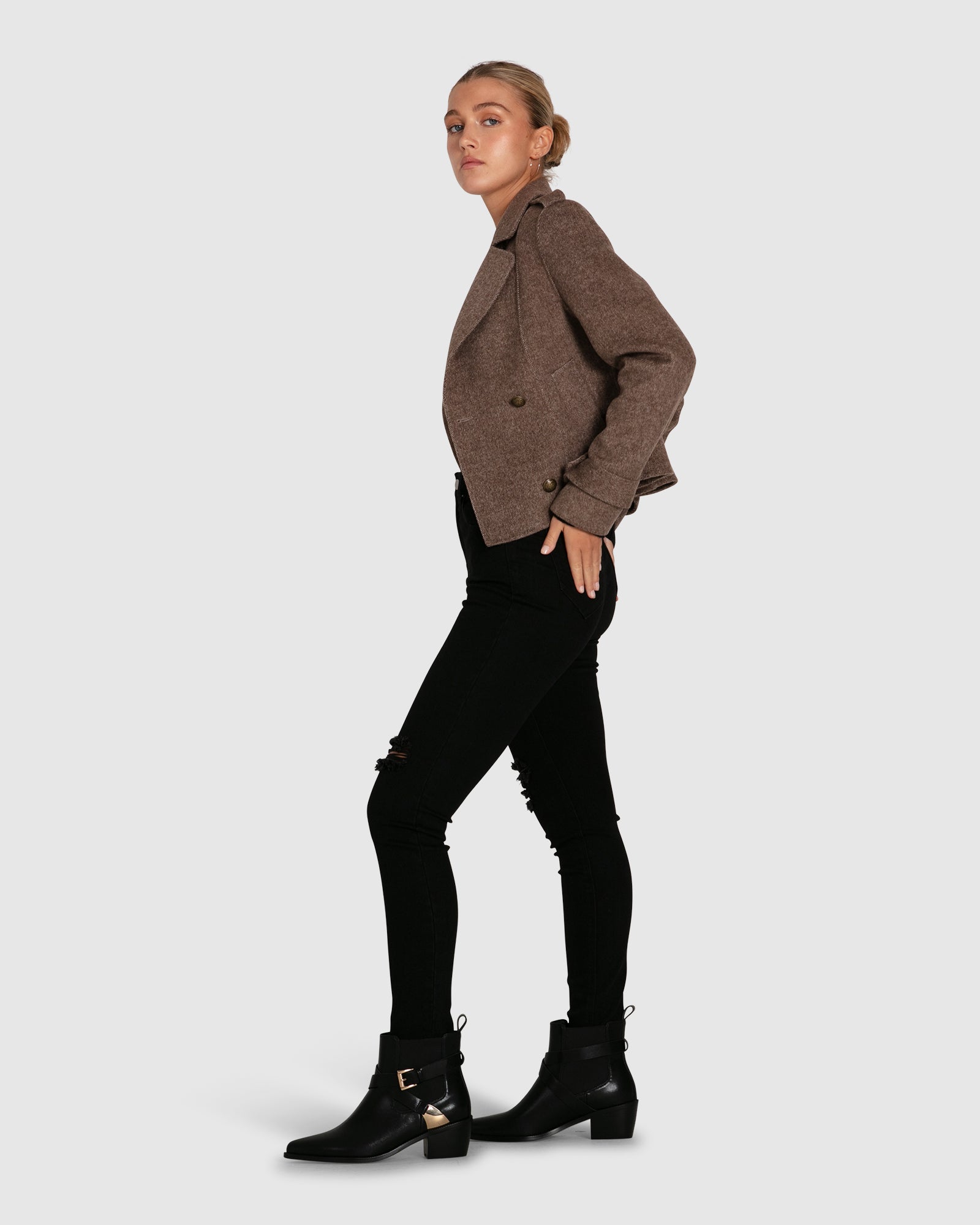 Women | Better Off Wool Blend Military Peacoat | Walnut