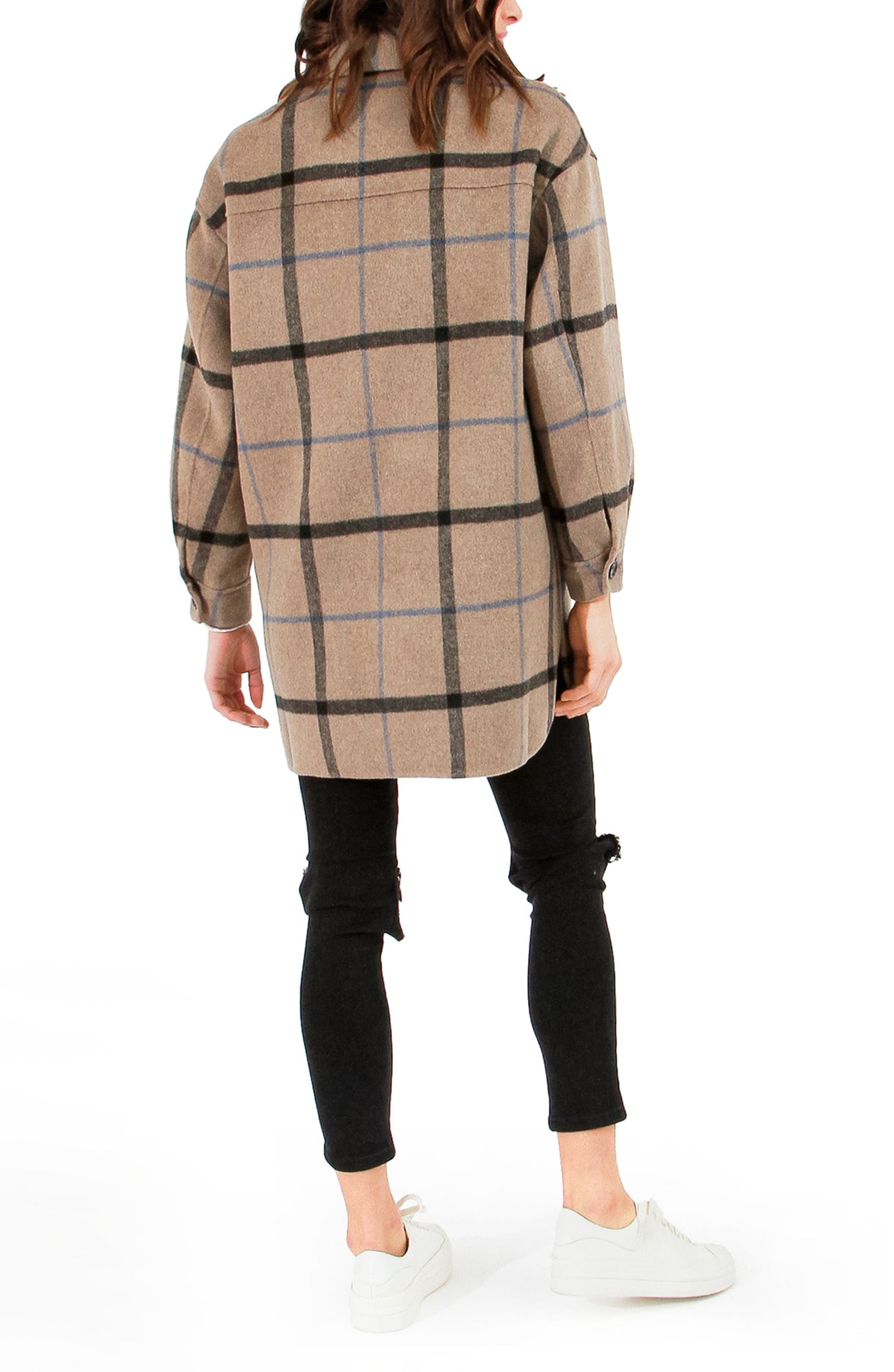 Women | Back Together Wool Blend Belted Shacket | Oat Plaid