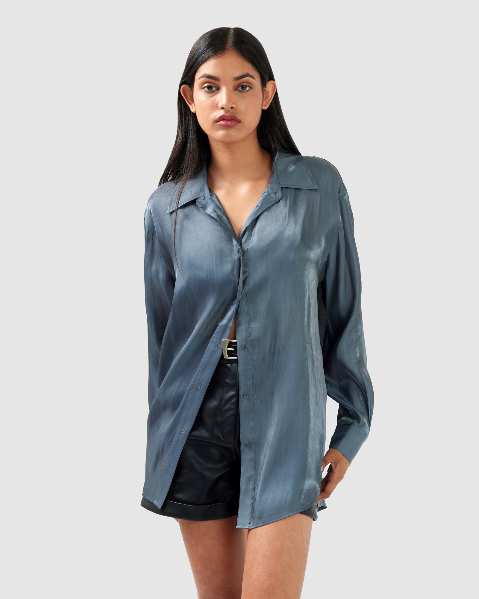 Women | Back To You Iridescent Shirt | Slate