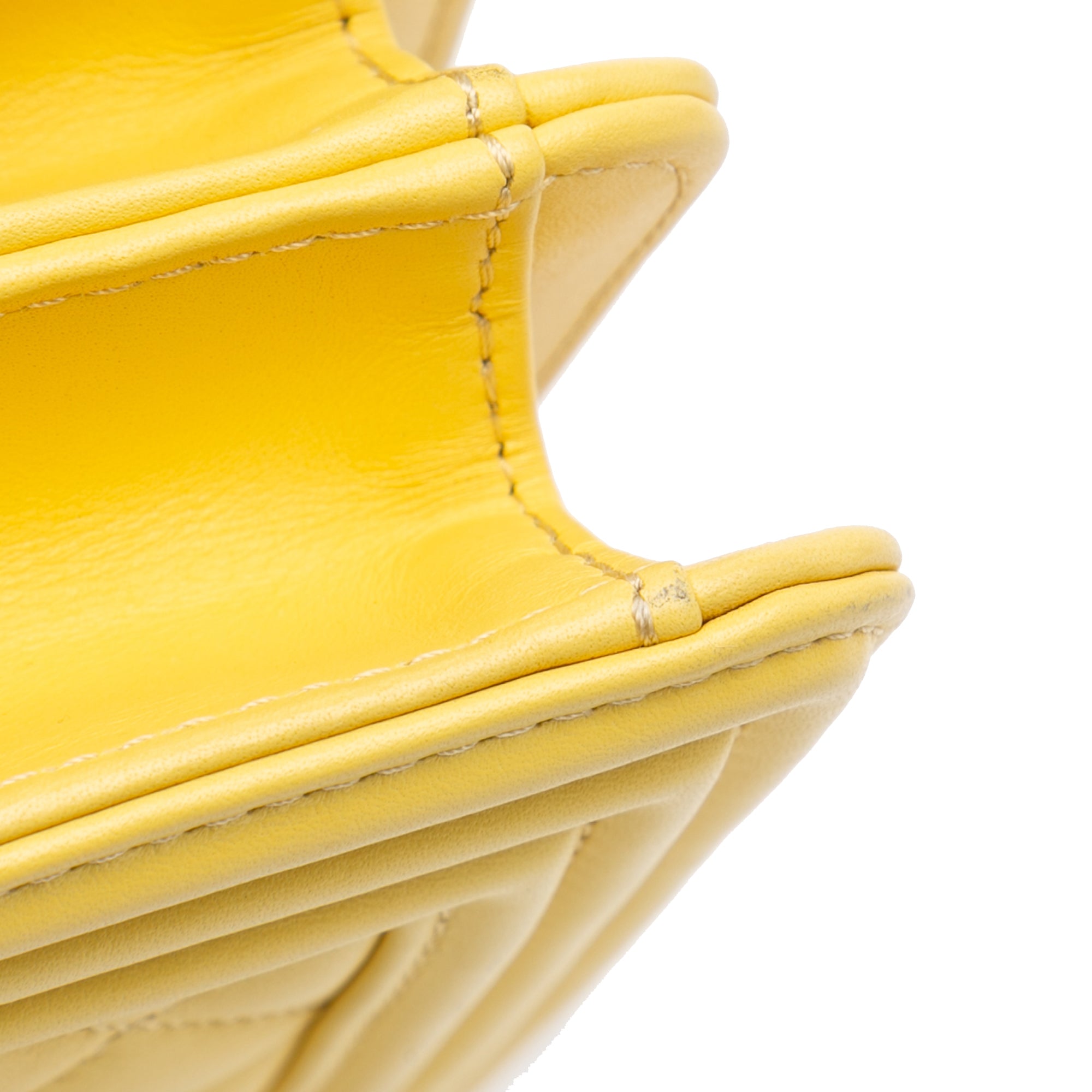 Chanel | Pre-Owned Quilted Lambskin North South Boy Flap | Yellow